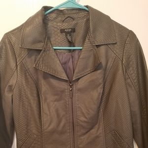 Gray Faux Leather Moto Jacket
